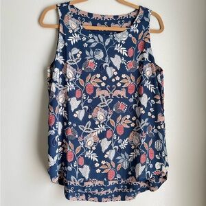 Floral Sleeveless Top - Blue and Pink
